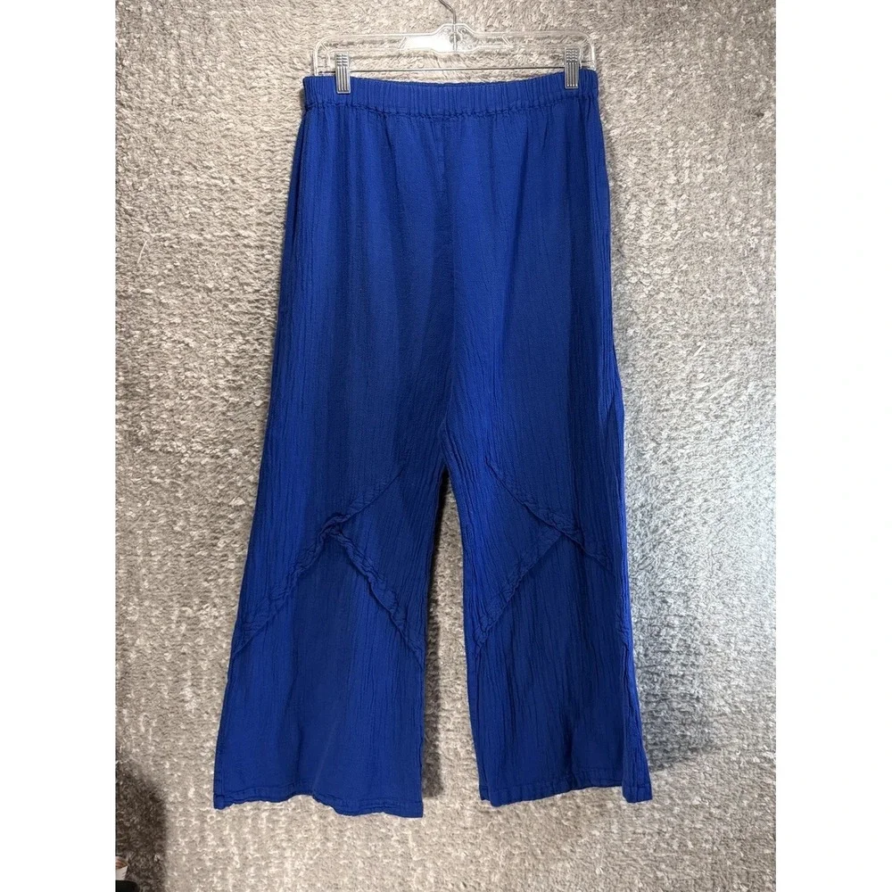 Cottonways Gauze Lounge Lagenlook Coastal Wide Leg Pants 2, l, XL Vacation